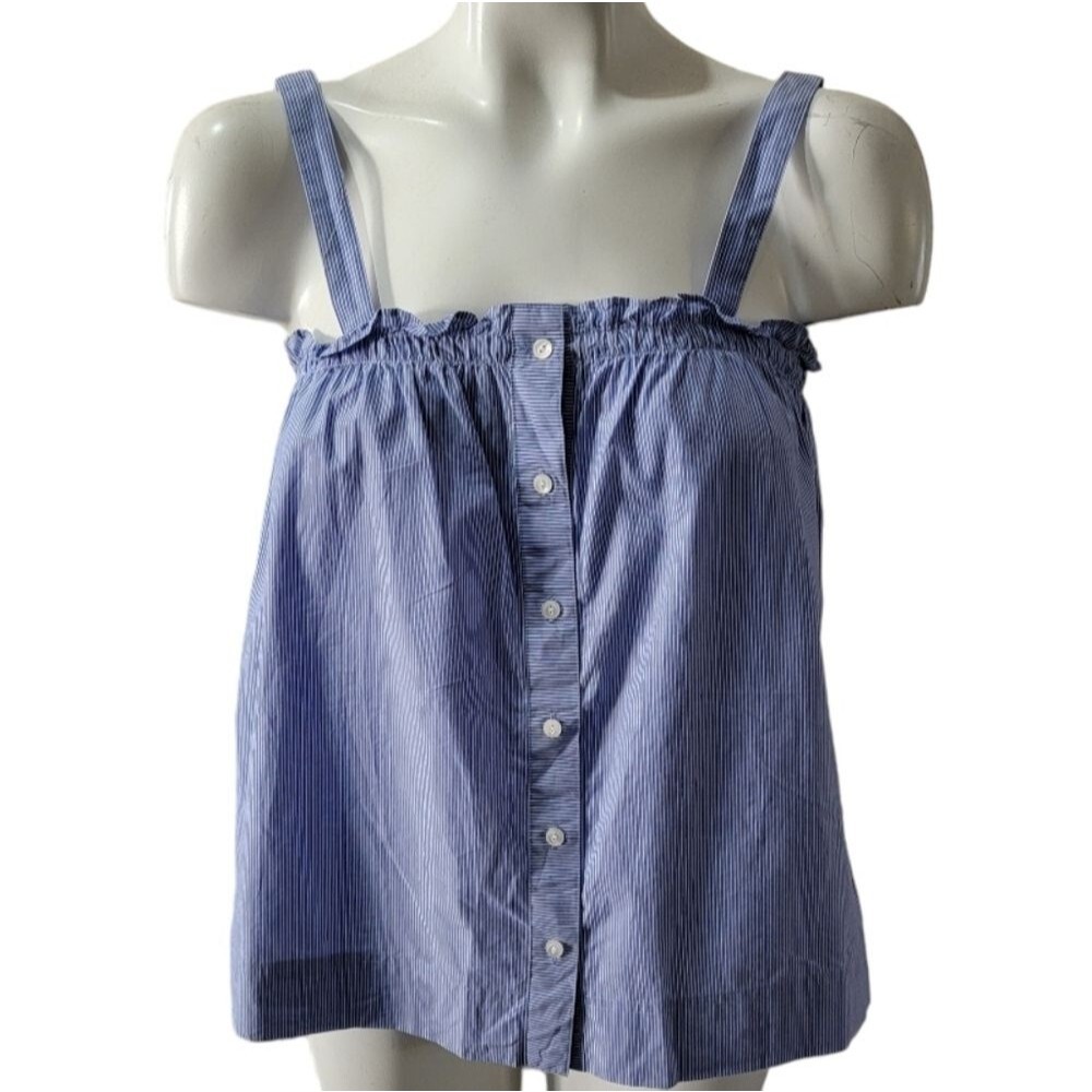 J Crew blue sleeveless blouse size 00 Striped *